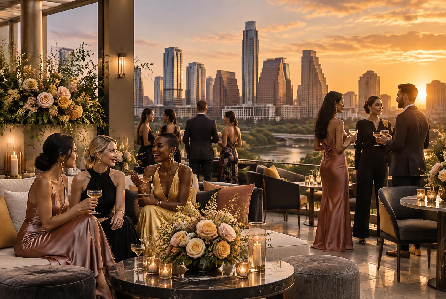 An Austin rooftop at sunset